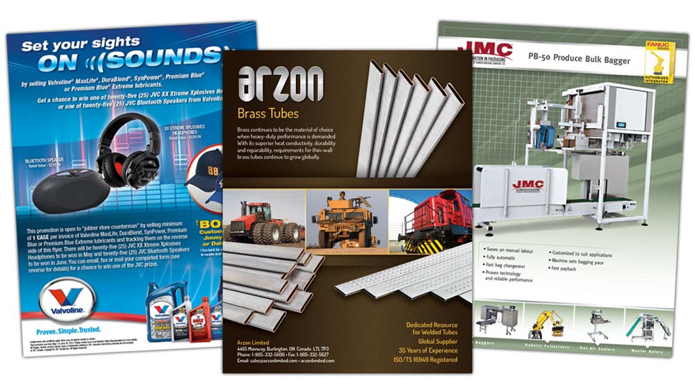 Custom sell sheet design for Arzon, Valvoline Marketing and JMC Packaging
