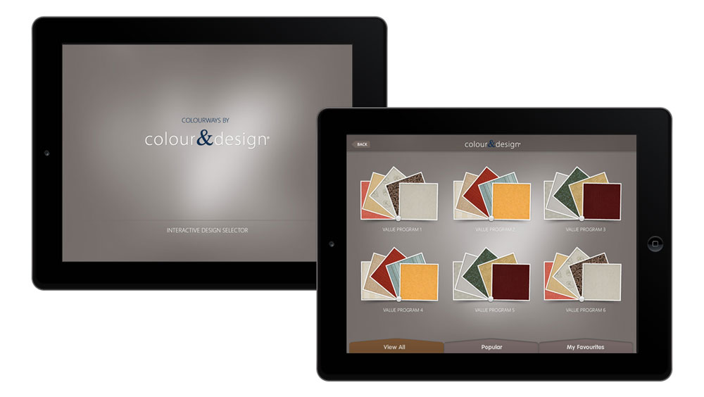 Interactive app development used on tablets for product gallery