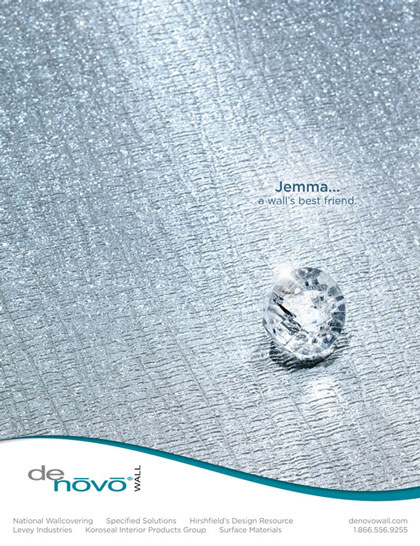 Magazine advertisement design for DeNovo Wall wall covering Jemma