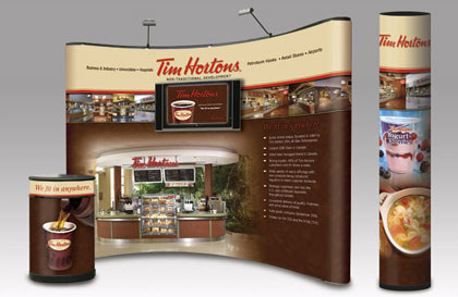 Trade show booth display for Tim Hortons with LCD TV