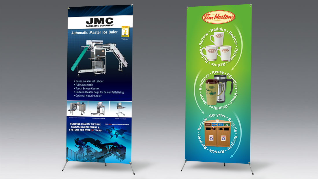 Adjustable X-Banner Stand print and design for Tim Hortons and JMC