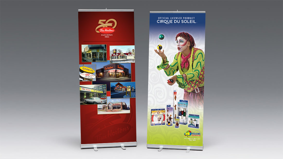 Portable retractable banner stands print and design for Tim Hortons creative