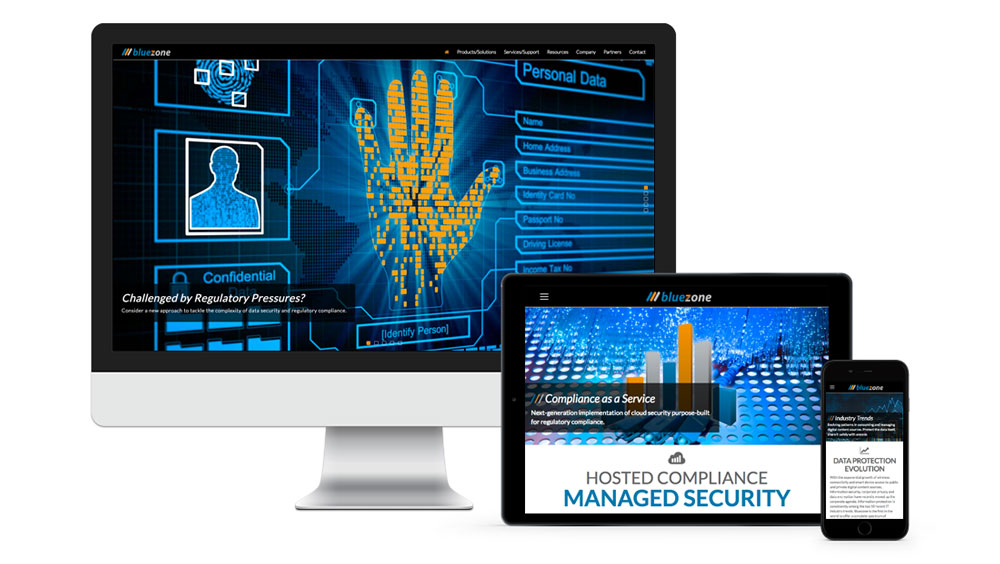 Responsive technology website for Bluezone Cloud Service